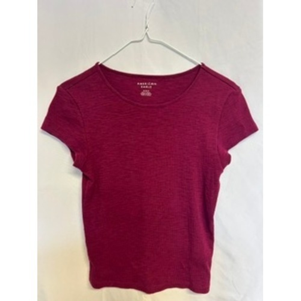 American Eagle Ribbed Knit Shirt Medium Womens Y2K Baby Crop Tee
